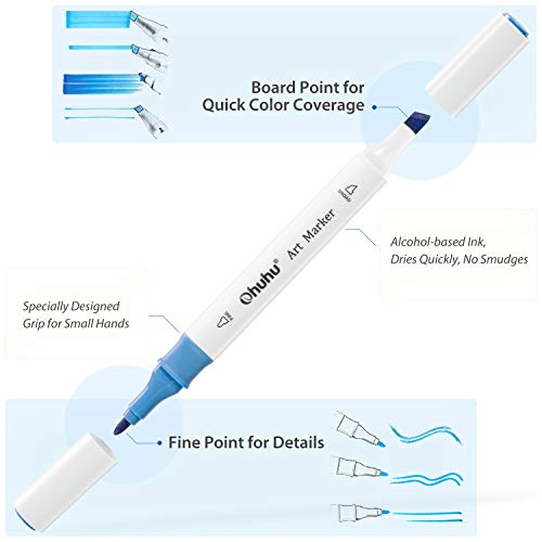 Ohuhu 48-Color Double Tipped Alcohol Markers Set