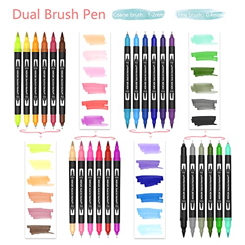 24-Color Dual Tip Brush Pen Set