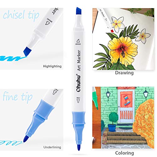 Ohuhu 48-Color Double Tipped Alcohol Markers Set
