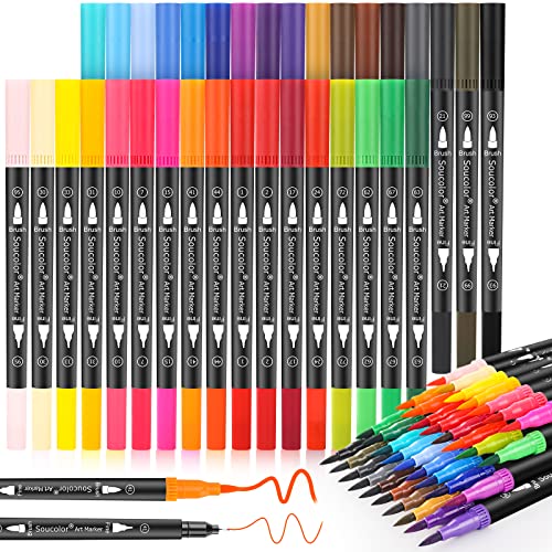 34-Color Dual Tip Art Markers for Adult Coloring