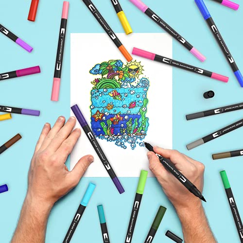 24-Color Dual Tip Brush Pen Set