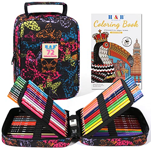 72-Color Pencil Set with Coloring Book and Accessories