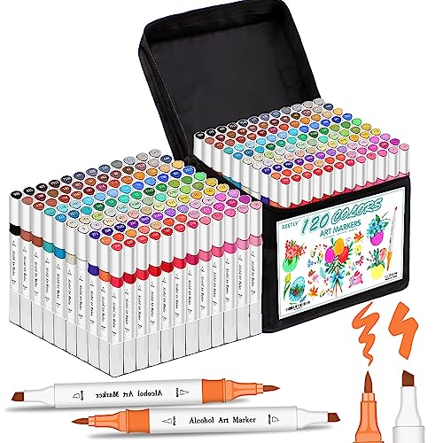 120 Premium Alcohol Markers with Brush and Fine Tips