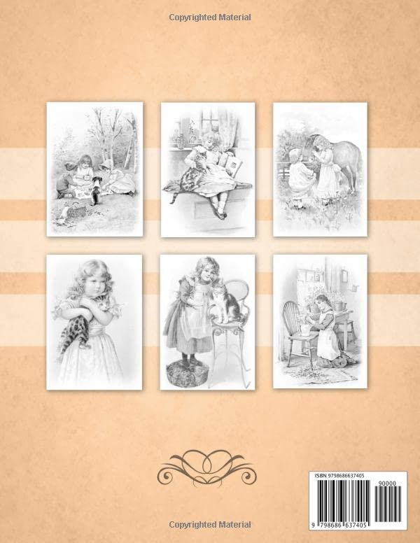 Victorian Children - Grayscale Adult Coloring Book