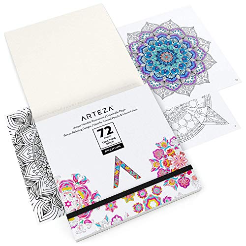 Arteza 72-Sheet Mandala Adult Coloring Book, 6.4 x 6.4