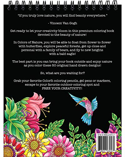 Nature-inspired Adult Coloring Book: 50 Original Hand-drawn Designs
