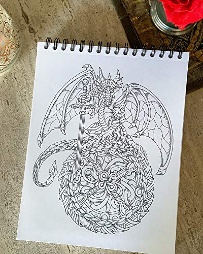 Colorful Dragons Adult Coloring Book - 50 Designs