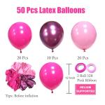 50 Pcs Hot Pink Metallic Balloons for Birthdays