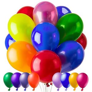 100 Assorted Color Balloons for Parties