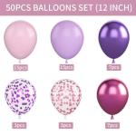 50PCS Pink Purple Metallic & Confetti Balloons