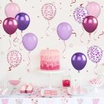 50PCS Pink Purple Metallic & Confetti Balloons
