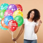 50 Assorted Happy Birthday Balloons with Flowers