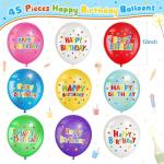 Colorful 45-Pc Happy Birthday Latex Balloon Set