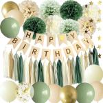 Sage Green Birthday Party Decorations Set