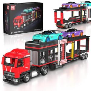 Sports Car Transporter Building Toy Set for Kids