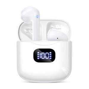White Bluetooth 5.3 Wireless Earbuds with 40Hrs Playback