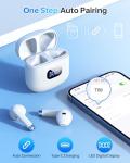 White Bluetooth 5.3 Wireless Earbuds with 40Hrs Playback