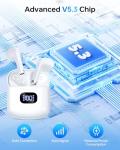 White Bluetooth 5.3 Wireless Earbuds with 40Hrs Playback