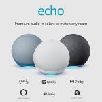 Amazon Echo – Premium Sound Alexa Speaker, Glacier White