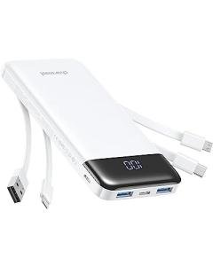 Slim Portable Charger with Built-In Cables