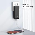 Slim 10000mAh Power Bank with Built-in Wall Plug