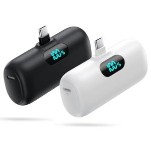 2-Pack Mini Portable Chargers with LCD Display