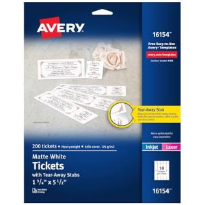 Printable Tickets with Tear-Away Stubs - 200 Pack