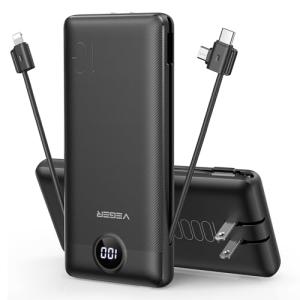 Portable Charger with Built-in Cables for iPhone