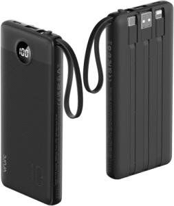 Portable Charger with Built-In Cables - 10000mAh