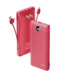 Compact 10000mAh Portable Charger with Built-in Cables