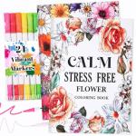 Adult Coloring Book Set with Markers for Relaxation
