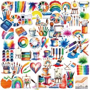 100 Watercolor Art Stickers for Scrapbooks and Crafts