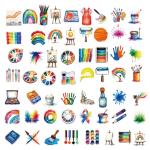 100 Watercolor Art Stickers for Scrapbooks and Crafts