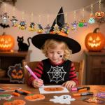 12 Halloween Cat & Pumpkin Diamond Art Keychains