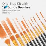 24-Color Acrylic Paint Set with 12 Brushes