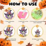 12 Halloween Cat & Pumpkin Diamond Art Keychains