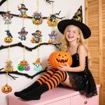 12 Halloween Cat & Pumpkin Diamond Art Keychains