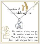 Grandma Granddaughter Heart Necklace Gift