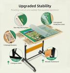 Wooden Puzzle Table with Legs, Drawers, and Wheels