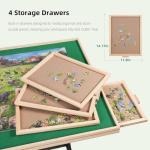 Wooden Puzzle Table with Legs, Drawers, and Wheels