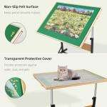 Wooden Puzzle Table with Legs, Drawers, and Wheels