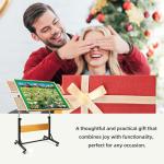 Wooden Puzzle Table with Legs, Drawers, and Wheels