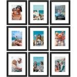 9 Pack Black Picture Frames for 5x7 or 8x10