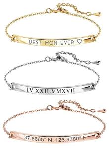 Personalized Coordinate Engraved Bracelet for Women
