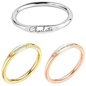 Custom Engraved Name Promise Ring for Her