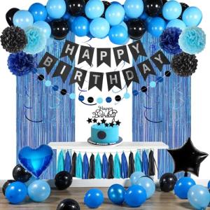 Blue and Black Birthday Party Decoration Kit