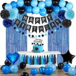 Blue and Black Birthday Party Decoration Kit