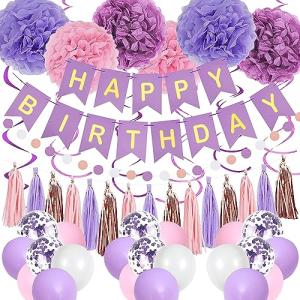 Purple Pink Birthday Party Decoration Set