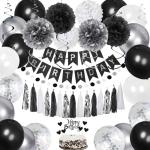 Black and Silver Birthday Decorations for Men
