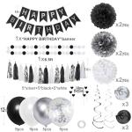 Black and Silver Birthday Decorations for Men